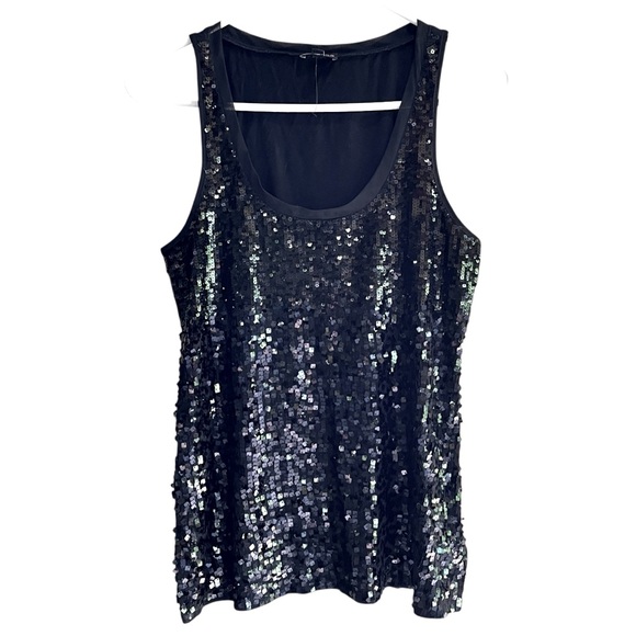 Express Black‎ Sequin Tank Top Sleeveless Shirt Women’s Size Small - Picture 1 of 6
